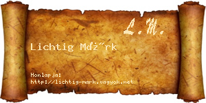 Lichtig Márk névjegykártya